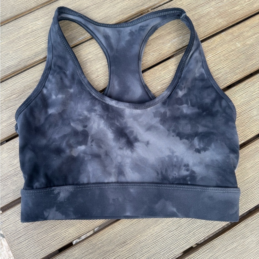 Savage X Fenty Black Tie-Dye Racerback Sports Bra